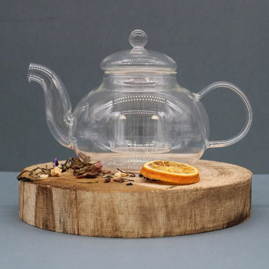 Glass Tea Pot 800ml Round Pearl - Meadow Tea