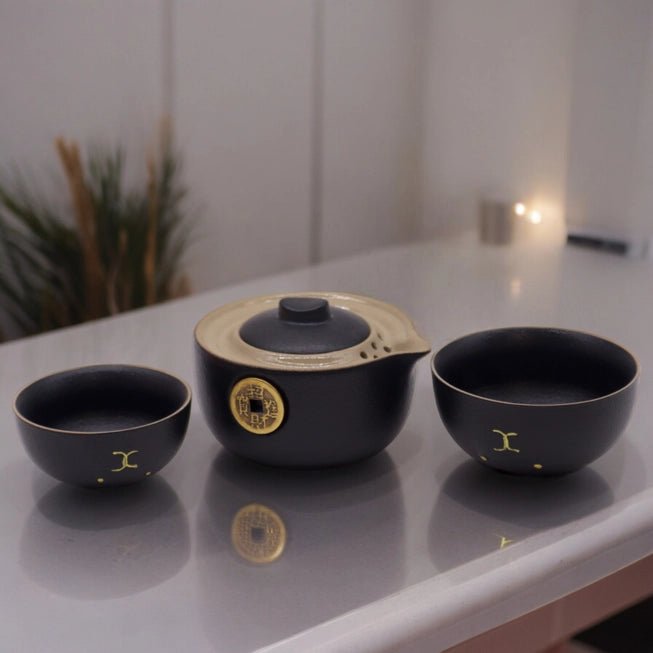 Money Cat Set Black - 2 Cups - Meadow Tea